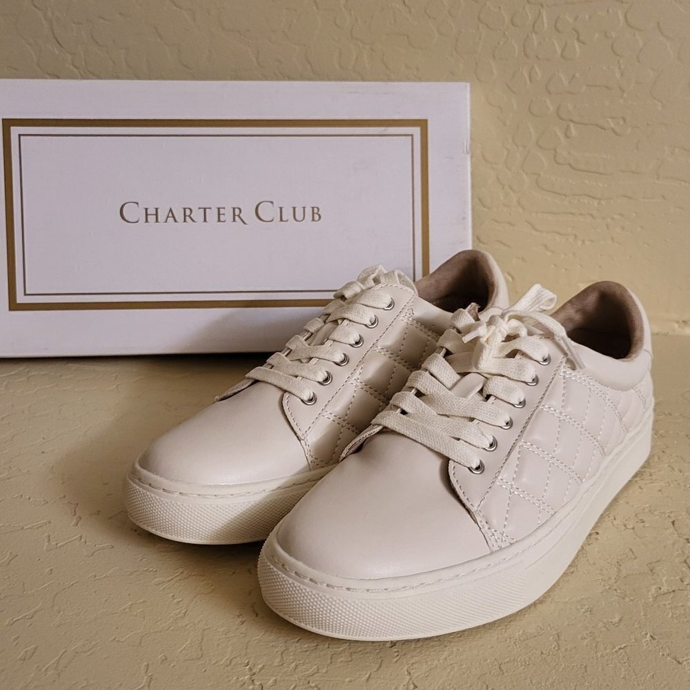 SHELF PULLS Charter Club Palmer Sneakers Size: 6.5 NIB - White